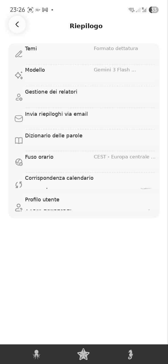 pocket ai recensione - impostazioni riepilogo