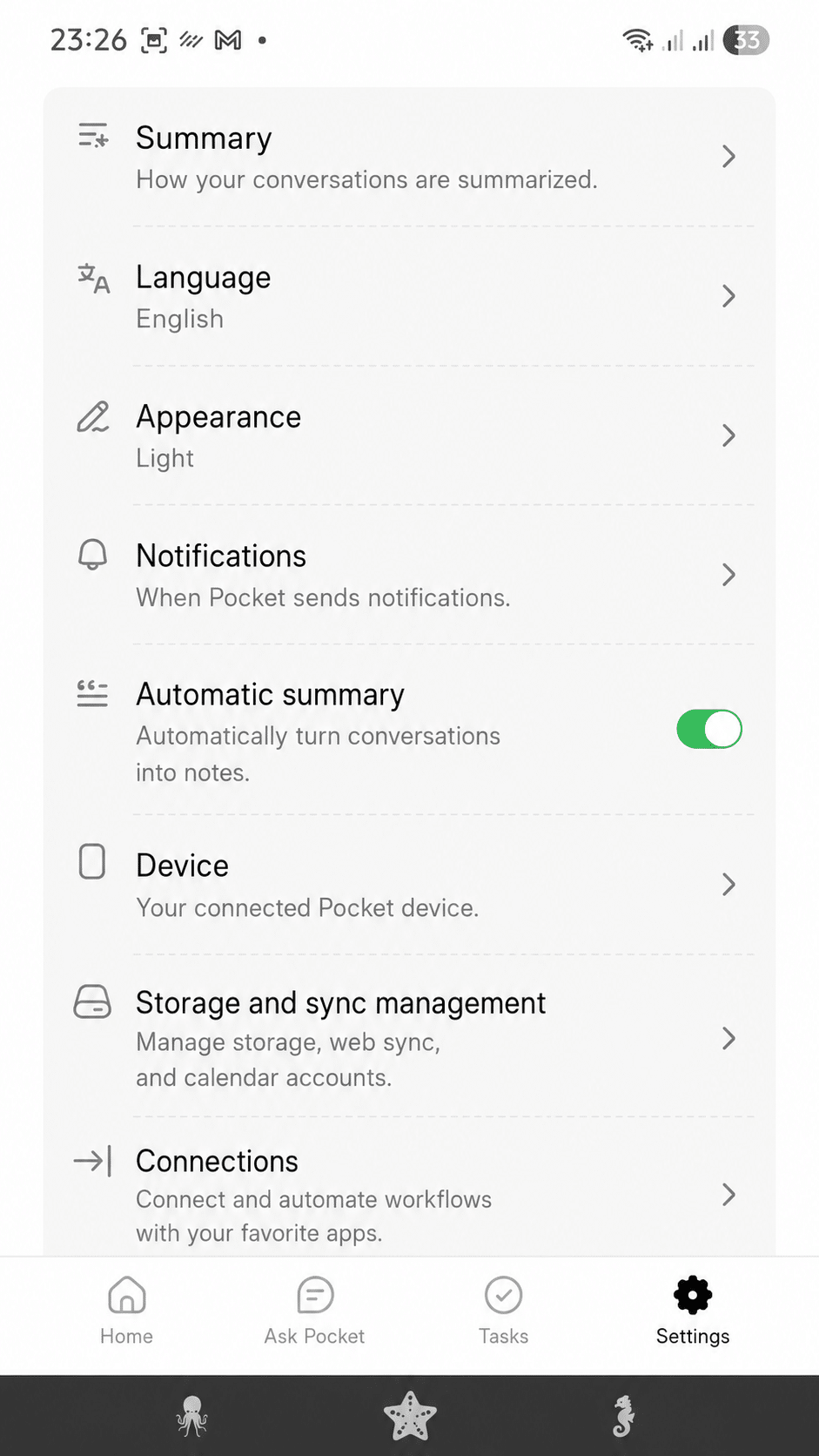 pocket ai review - settings