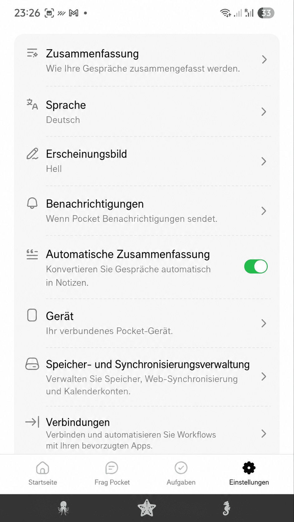 pocket ai test - Einstellungen