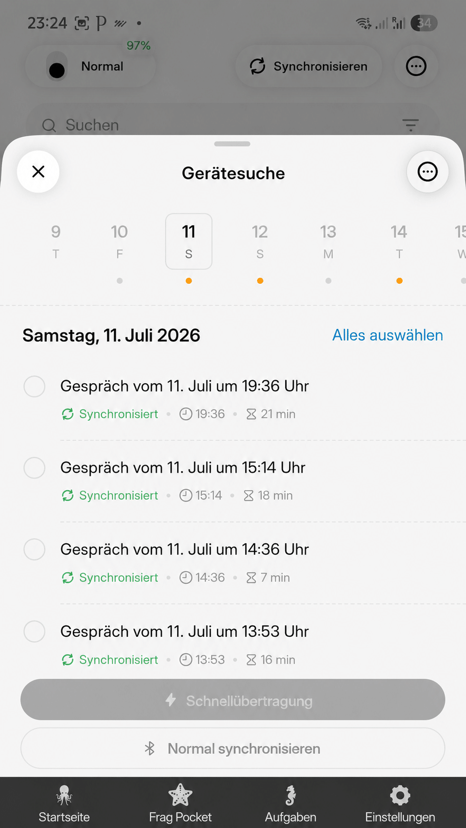 pocket ai test - Synchronisierung